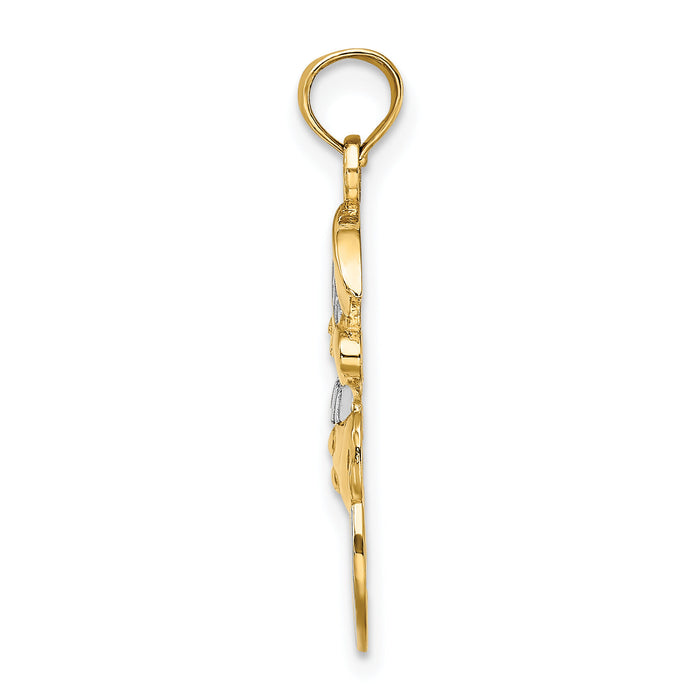 14K and Rhodium Snowman w/Joy Pendant-K9366