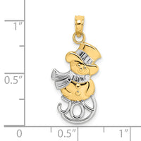 14K and Rhodium Snowman w/Joy Pendant-K9366