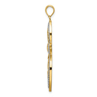 14K W/ Rhodium Beaded Filigree Cross Charm-K9368