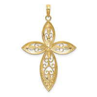 14K W/ Rhodium Beaded Filigree Cross Charm-K9368