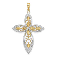 14K W/ Rhodium Beaded Filigree Cross Charm-K9368