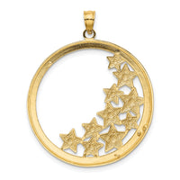 14k w/Rhodium Stars in Round Frame Charm-K9371