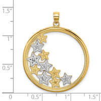 14k w/Rhodium Stars in Round Frame Charm-K9371