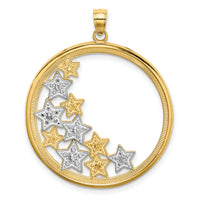 14k w/Rhodium Stars in Round Frame Charm-K9371