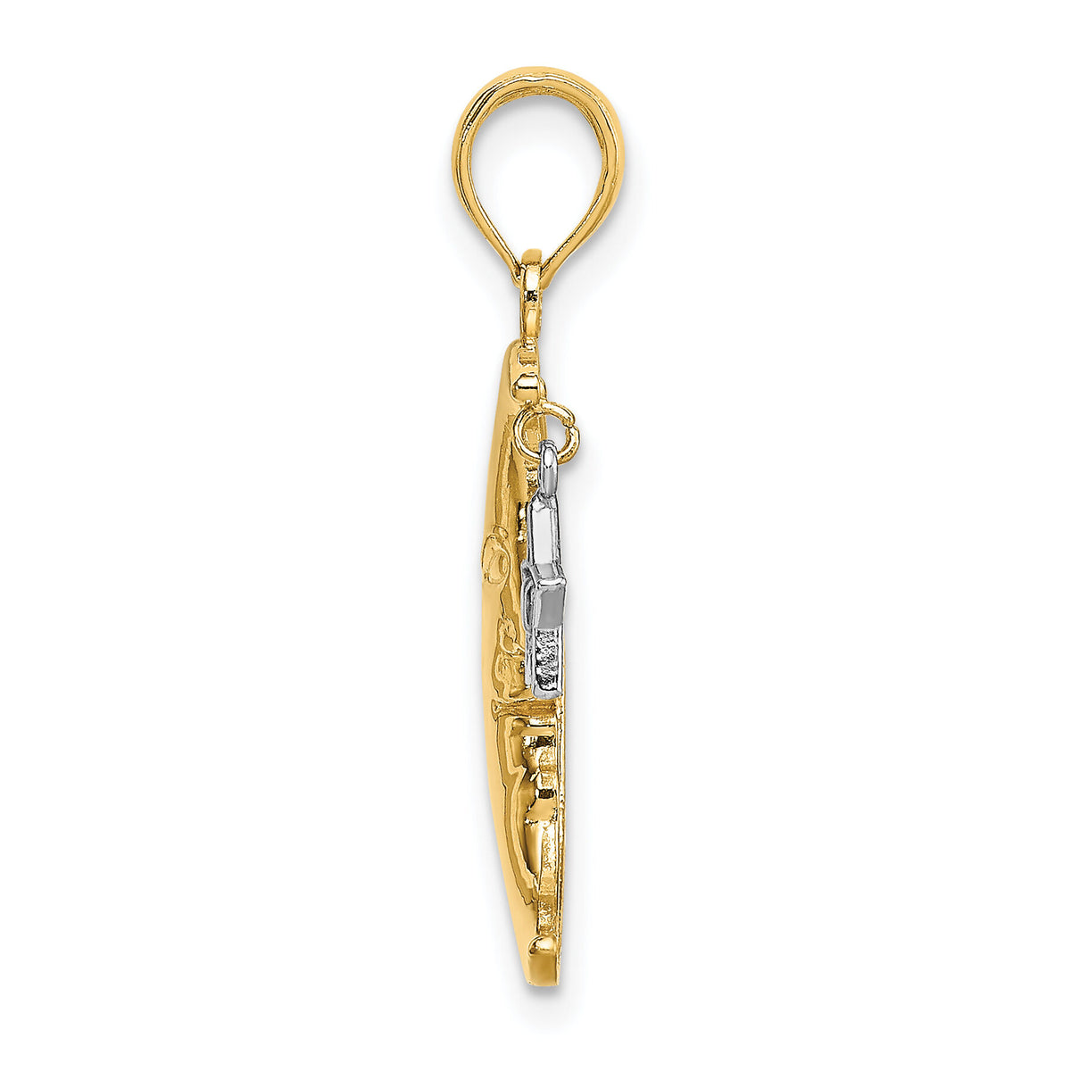 14k Two-Tone Half Moon w/Star Moveable Charm-K9376