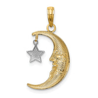 14k Two-Tone Half Moon w/Star Moveable Charm-K9376