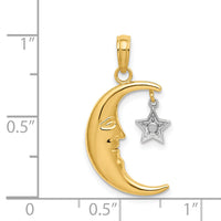 14k Two-Tone Half Moon w/Star Moveable Charm-K9376