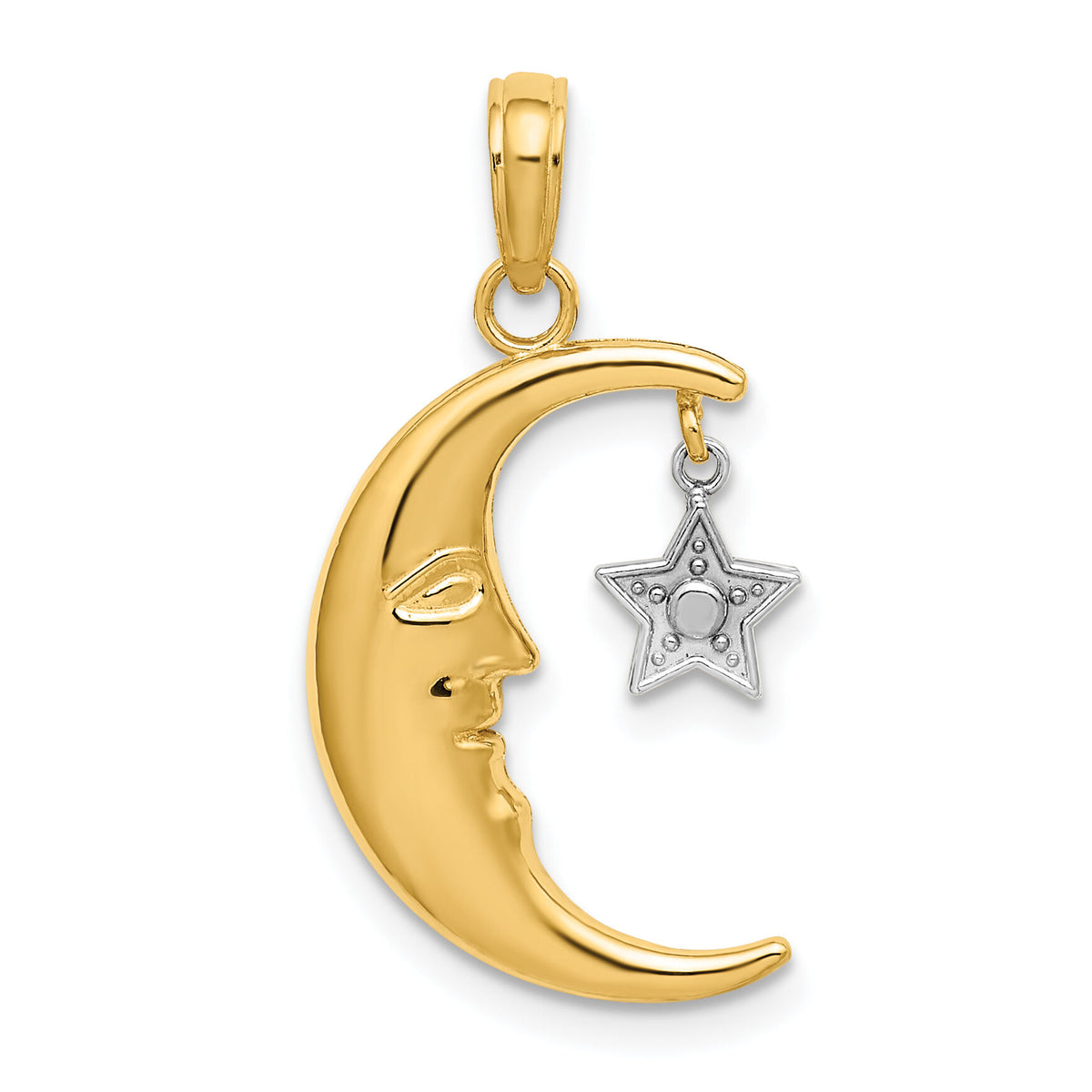 14k Two-Tone Half Moon w/Star Moveable Charm-K9376