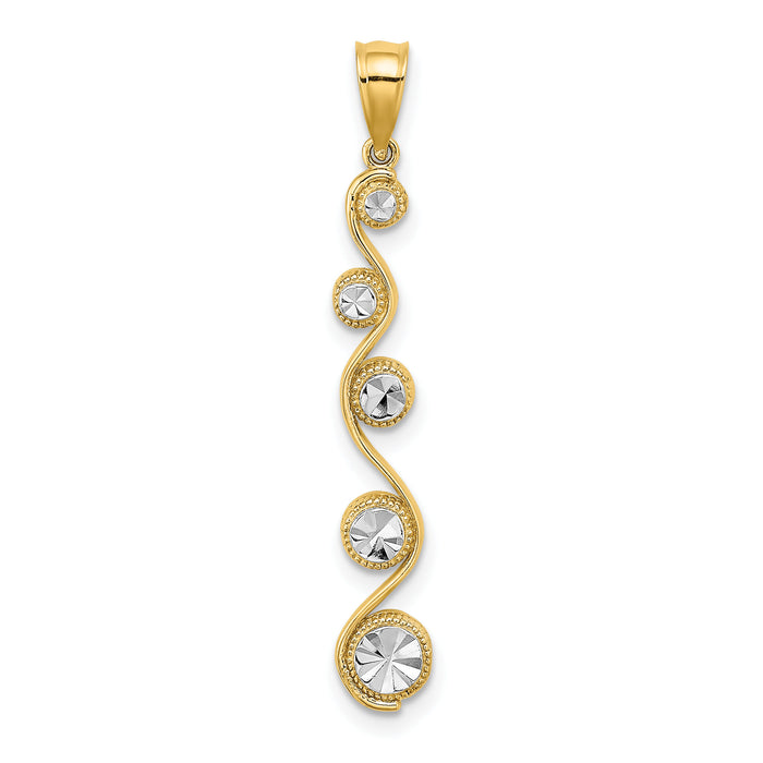 14K w/Rhodium D/C Diagonal Swirl Charm-K9378