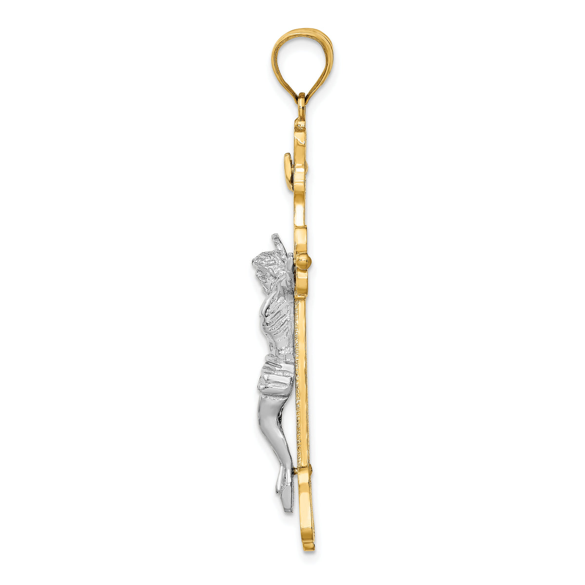 14k Two-tone INRI Crucfix Pendant-K9379