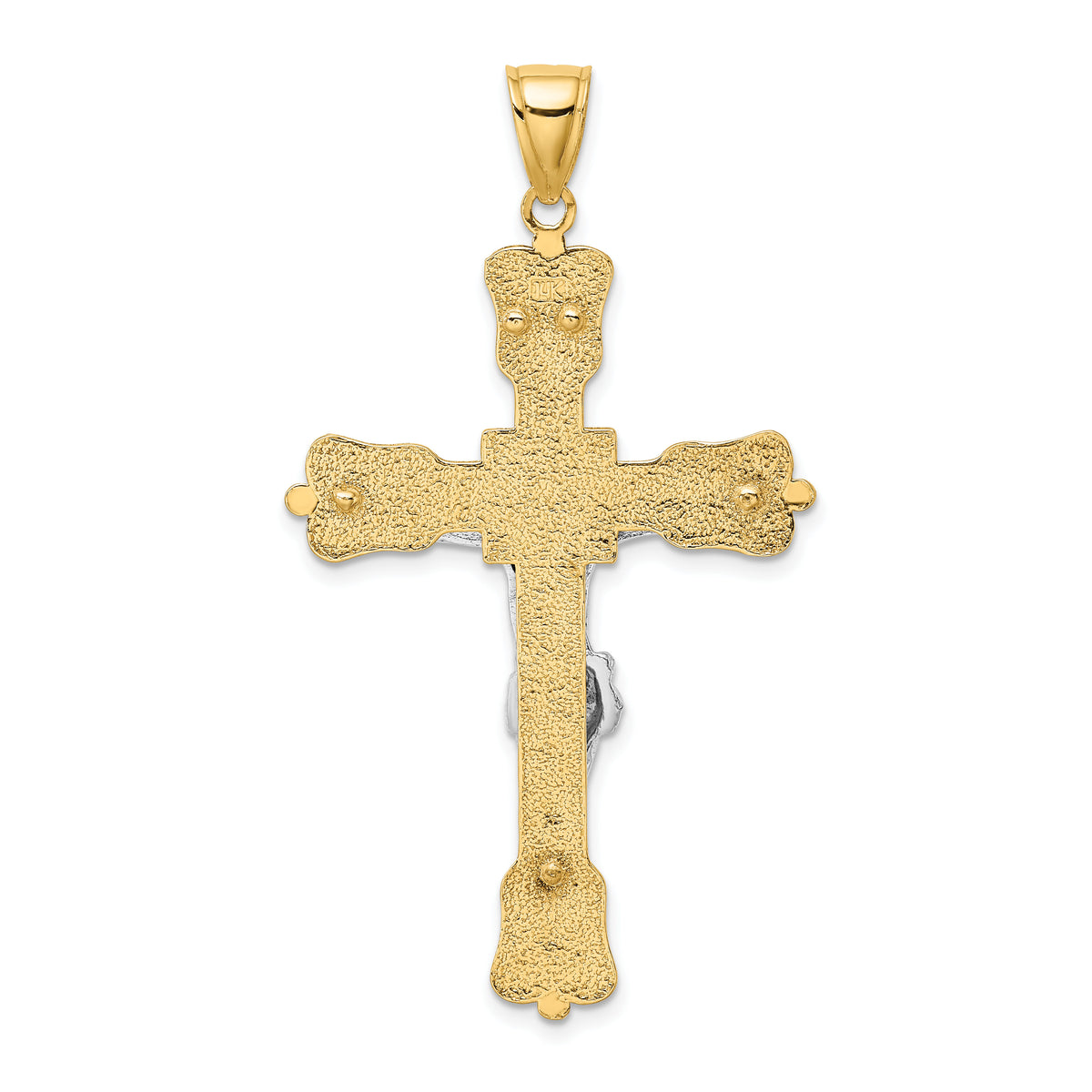 14k Two-tone INRI Crucfix Pendant-K9379