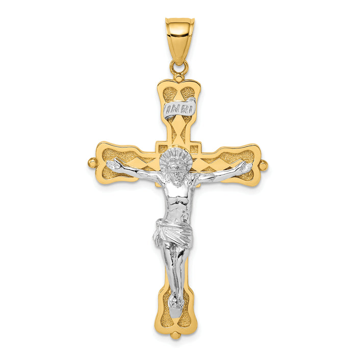 14k Two-tone INRI Crucfix Pendant-K9379
