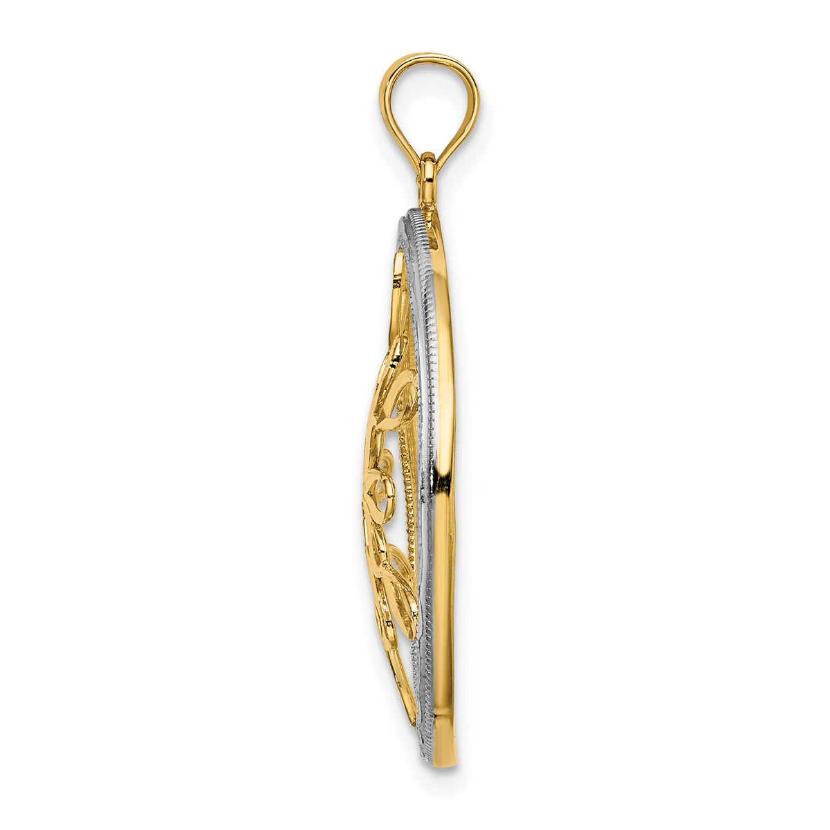 14K w/Rhodium D/C Circle Snowflake Charm-K9380