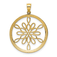 14K w/Rhodium D/C Circle Snowflake Charm-K9380