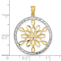 14K w/Rhodium D/C Circle Snowflake Charm-K9380