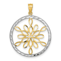 14K w/Rhodium D/C Circle Snowflake Charm-K9380