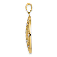 14K w/White Rhodium Cut-Out Diamond-cut Charm-K9381