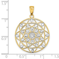 14K w/White Rhodium Cut-Out Diamond-cut Charm-K9381