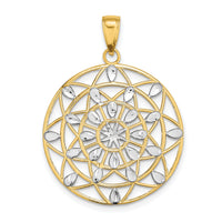 14K w/White Rhodium Cut-Out Diamond-cut Charm-K9381