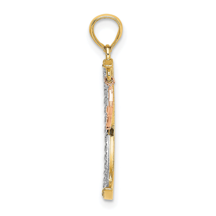 14k Two-tone w/White Rhodium Moon w/Star Moveable Charm-K9382