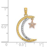 14k Two-tone w/White Rhodium Moon w/Star Moveable Charm-K9382