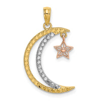 14k Two-tone w/White Rhodium Moon w/Star Moveable Charm-K9382