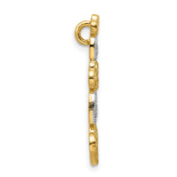 14K Two-tone Polished Filigree Vertical Hearts Chain Slide-K9383