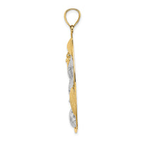 14k with White Rhodium Shell Cluster In Oval Frame Charm-K9385