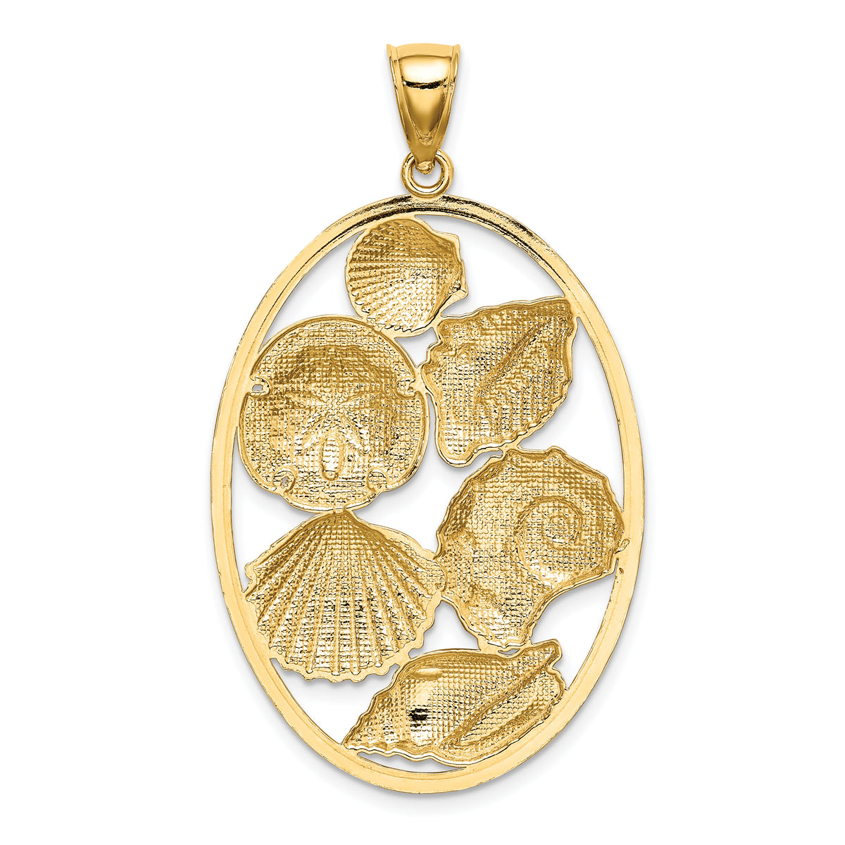 14k with White Rhodium Shell Cluster In Oval Frame Charm-K9385