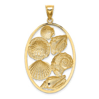 14k with White Rhodium Shell Cluster In Oval Frame Charm-K9385