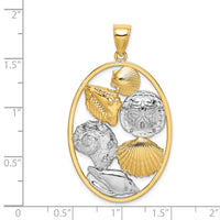 14k with White Rhodium Shell Cluster In Oval Frame Charm-K9385
