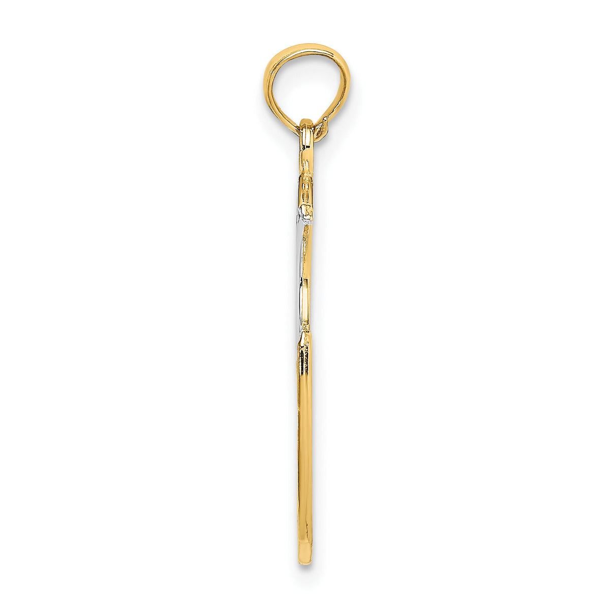 14k w/ Rhodium WISH DREAM BELIEVE Moon and Stars Charm-K9386