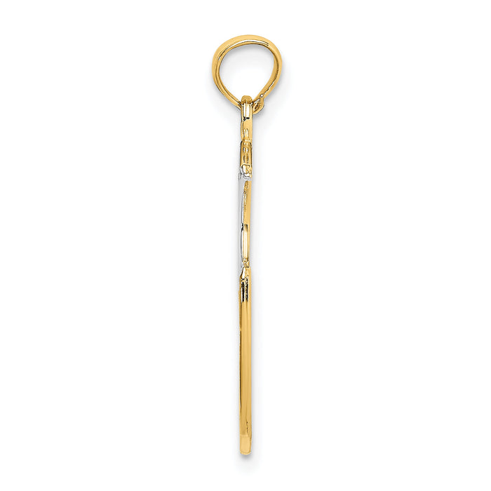 14k w/ Rhodium WISH DREAM BELIEVE Moon and Stars Charm-K9386