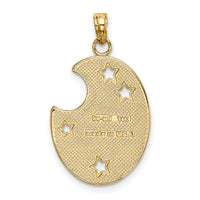 14k w/ Rhodium WISH DREAM BELIEVE Moon and Stars Charm-K9386