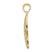 14K Rhodium Diamond-cut Small Starfish Charm-K9390