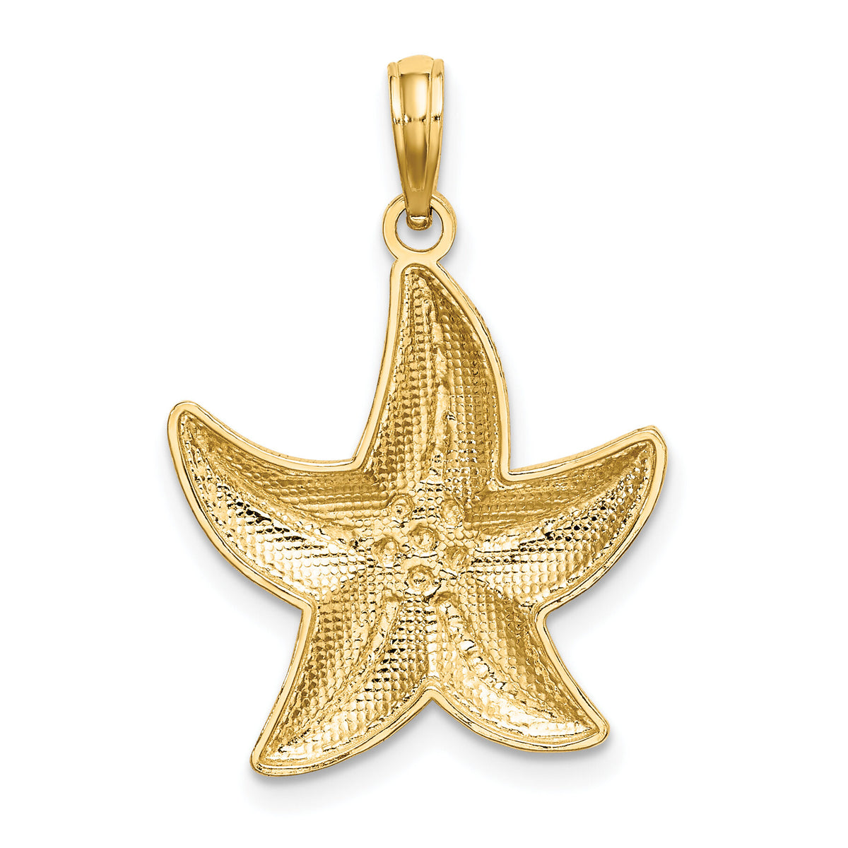 14K Rhodium Diamond-cut Small Starfish Charm-K9390