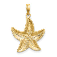 14K Rhodium Diamond-cut Small Starfish Charm-K9390