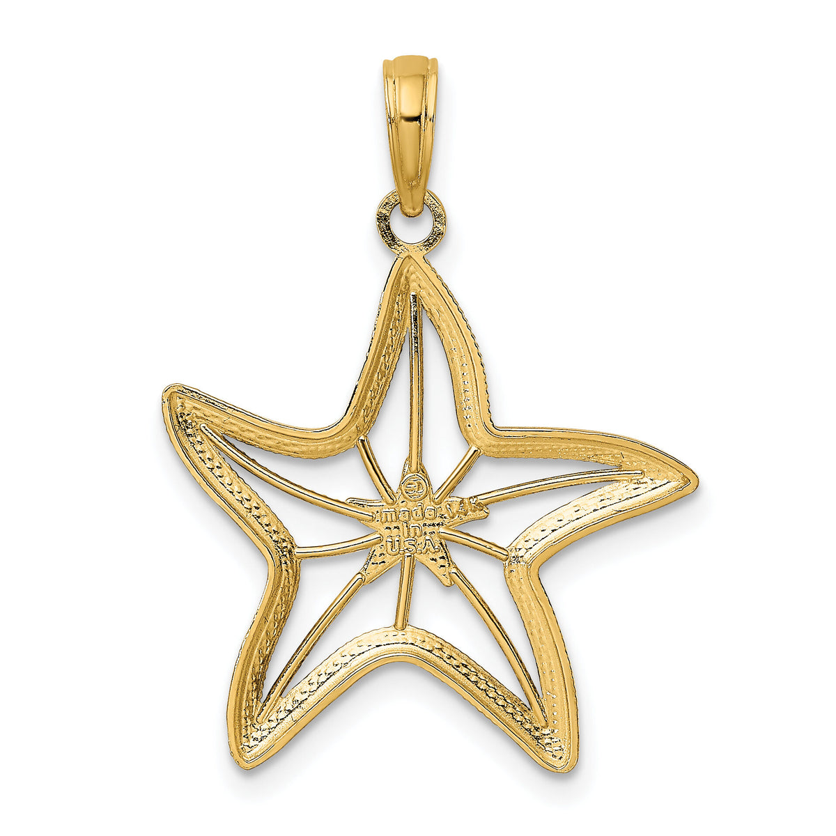 14K with White Rhodium Small Starfish Charm-K9392
