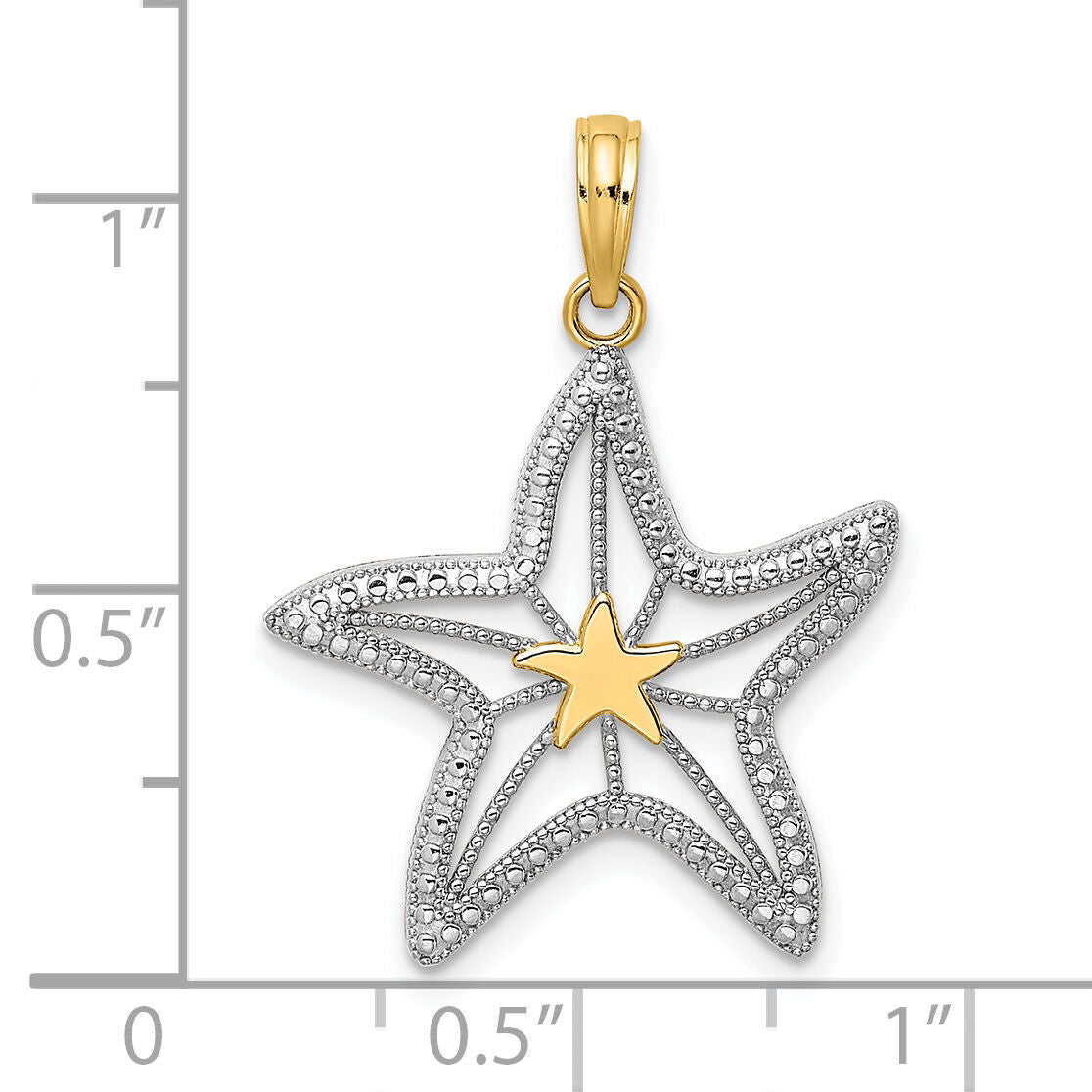 14K with White Rhodium Small Starfish Charm-K9392