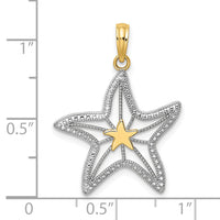 14K with White Rhodium Small Starfish Charm-K9392