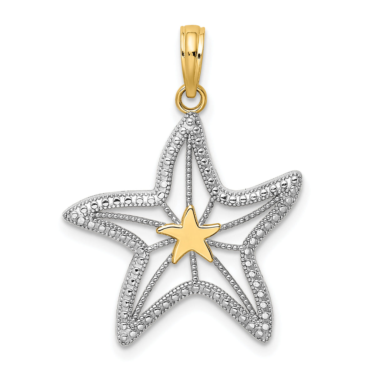 14K with White Rhodium Small Starfish Charm-K9392