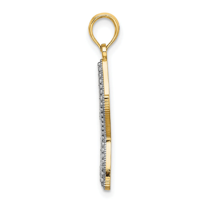 14K with White Rhodium Diamond-cut Starfish W/ Star Charm-K9393