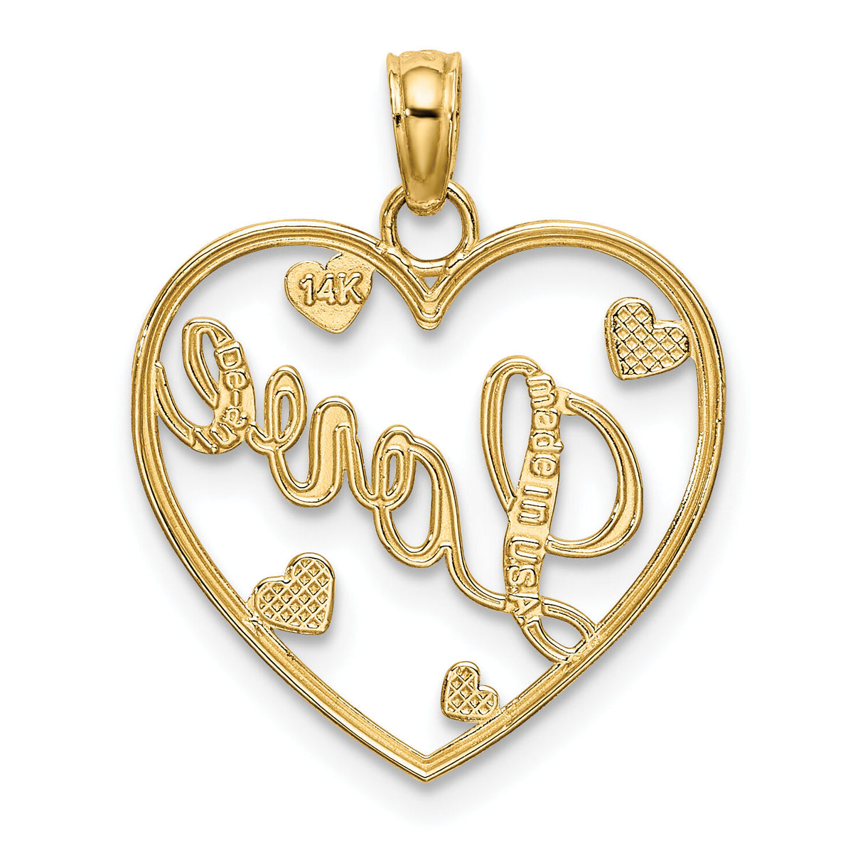 14k w/Rhodium LOVE w/Hearts Pendant-K9395