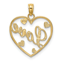 14k w/Rhodium LOVE w/Hearts Pendant-K9395