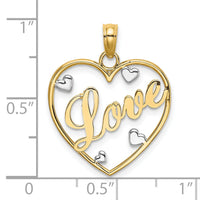 14k w/Rhodium LOVE w/Hearts Pendant-K9395