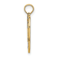 14k w/Rhodium Diamond-cut DREAM  Heart with Stars Charm-K9396