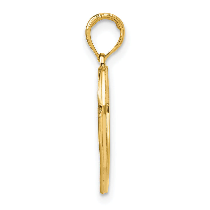 14k w/Rhodium Hope In Heart w/Flowers Charm-K9397