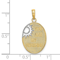 14k w/Rhodium YOU ARE MY SUNSHINE Cut-out Sun Charm-K9400