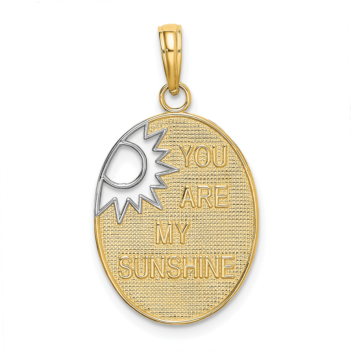 14k w/Rhodium YOU ARE MY SUNSHINE Cut-out Sun Charm-K9400