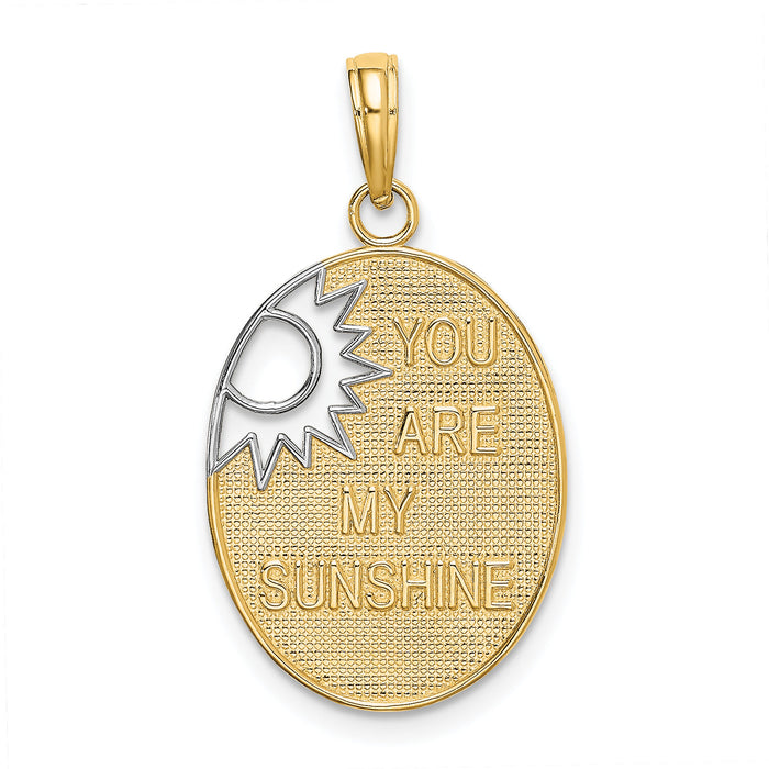 14k w/Rhodium YOU ARE MY SUNSHINE Cut-out Sun Charm-K9400